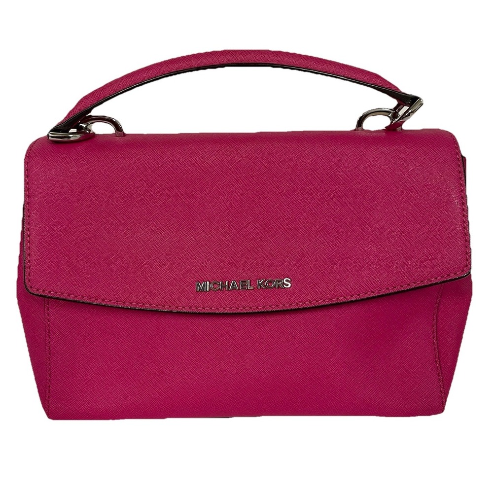 Michael Kors‎ Ava Small  Raspberry Leather Top Handle Satchel Bag